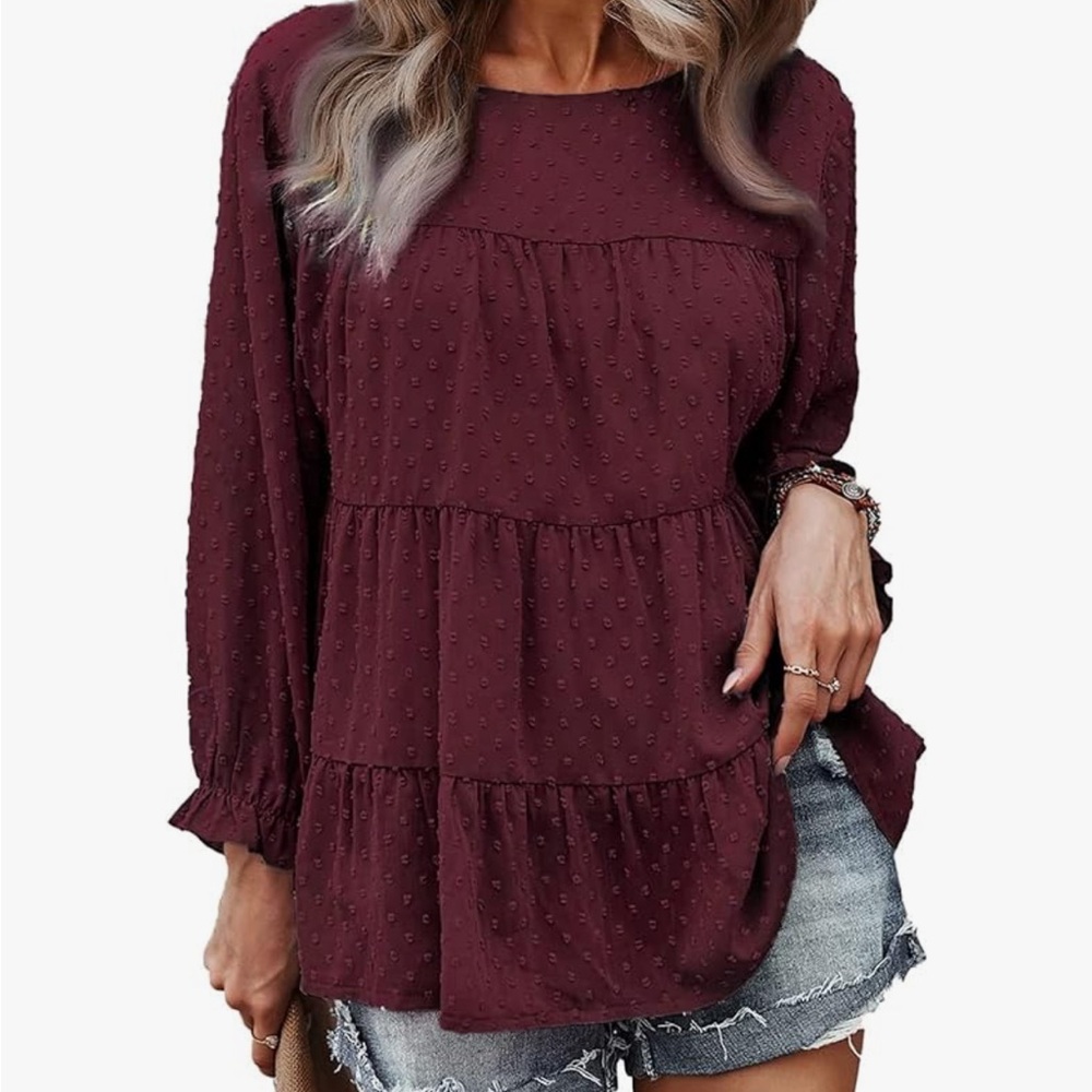 Maroon Long Sleeve Top - Size S - NWT